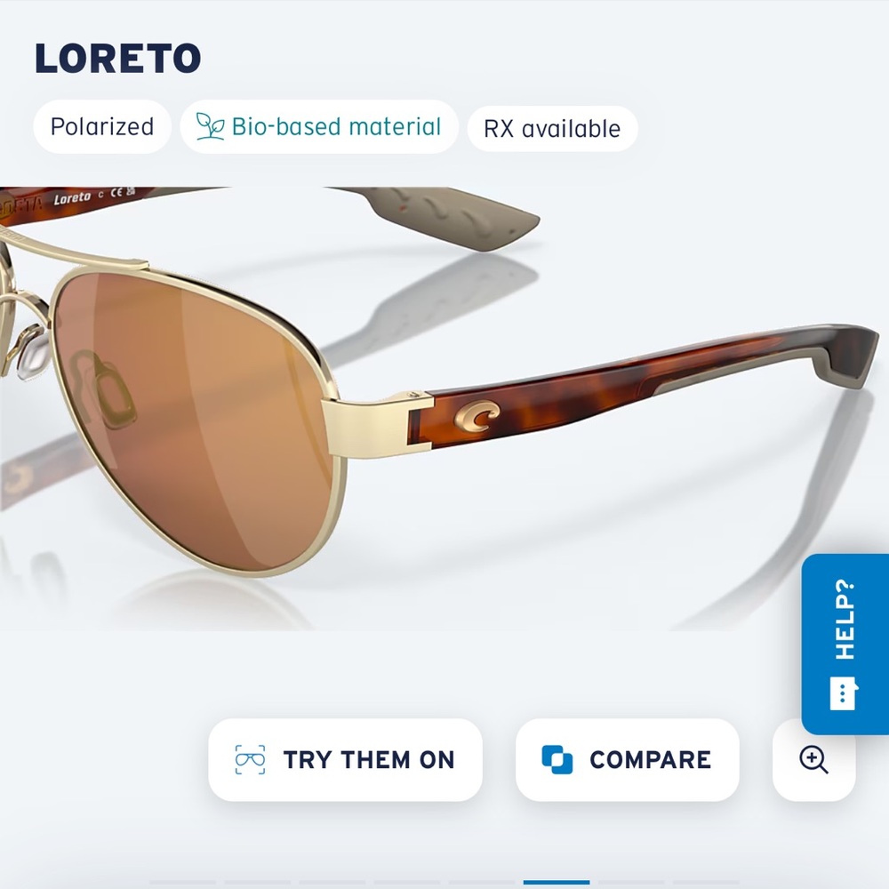 NEW Costa Del Mar Loreto Sunglasses with Brushed Gold Frame - Picture 3 of 11